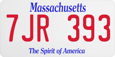 MA license plate 7JR393