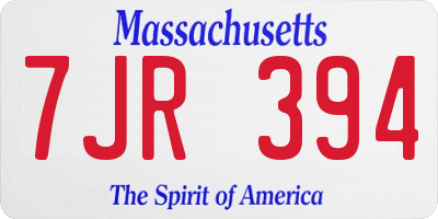 MA license plate 7JR394