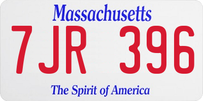 MA license plate 7JR396
