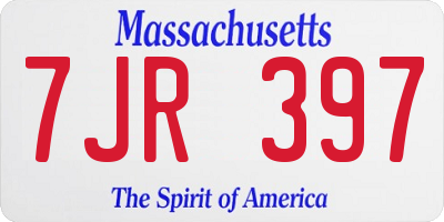 MA license plate 7JR397