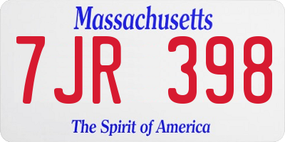 MA license plate 7JR398