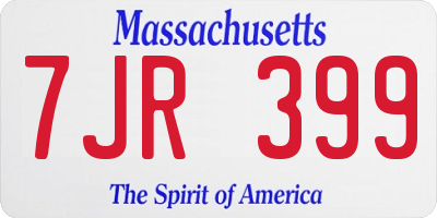 MA license plate 7JR399
