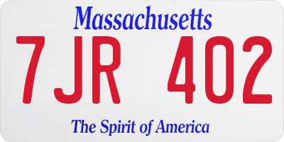 MA license plate 7JR402