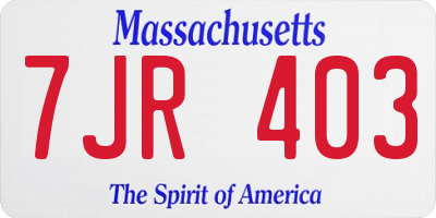 MA license plate 7JR403