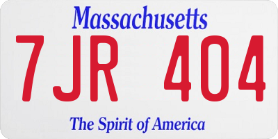 MA license plate 7JR404