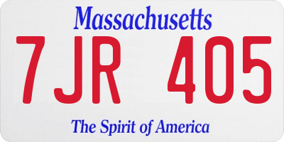 MA license plate 7JR405