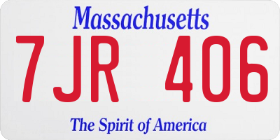 MA license plate 7JR406