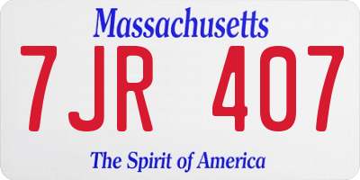 MA license plate 7JR407
