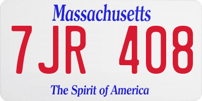 MA license plate 7JR408