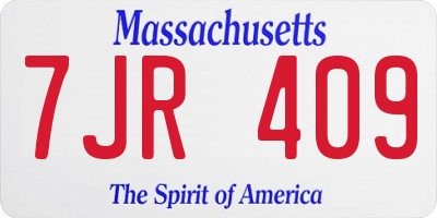 MA license plate 7JR409