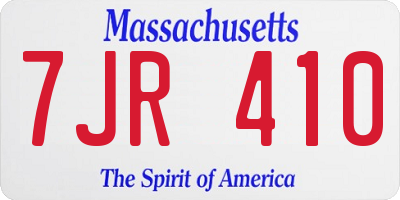 MA license plate 7JR410