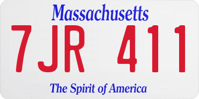 MA license plate 7JR411