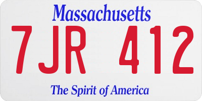MA license plate 7JR412