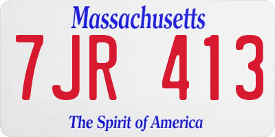 MA license plate 7JR413