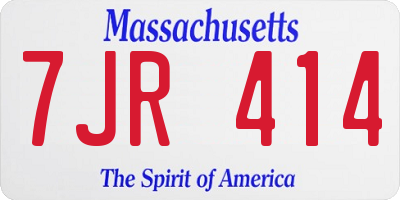 MA license plate 7JR414