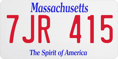 MA license plate 7JR415