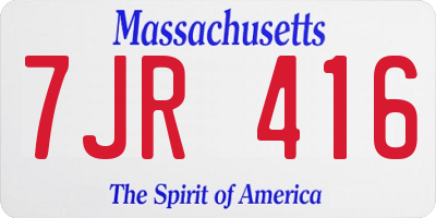 MA license plate 7JR416