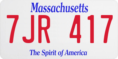 MA license plate 7JR417