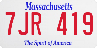 MA license plate 7JR419