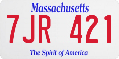 MA license plate 7JR421
