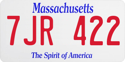 MA license plate 7JR422