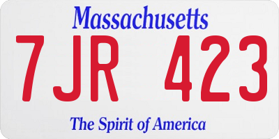 MA license plate 7JR423