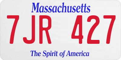 MA license plate 7JR427