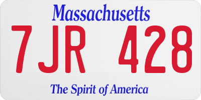 MA license plate 7JR428