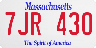 MA license plate 7JR430