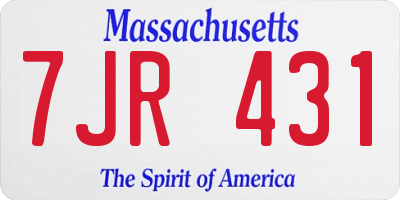 MA license plate 7JR431