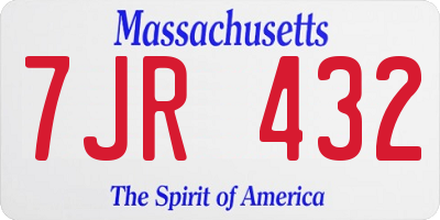 MA license plate 7JR432