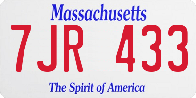 MA license plate 7JR433