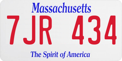 MA license plate 7JR434