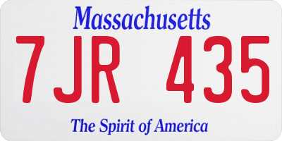 MA license plate 7JR435