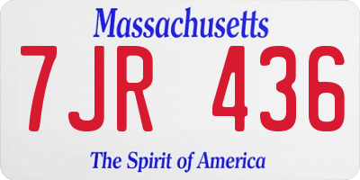 MA license plate 7JR436