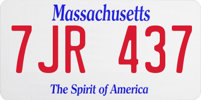 MA license plate 7JR437