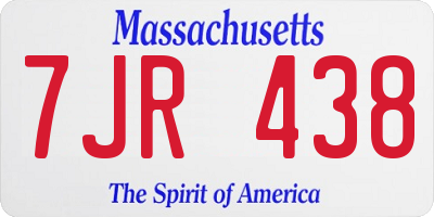 MA license plate 7JR438
