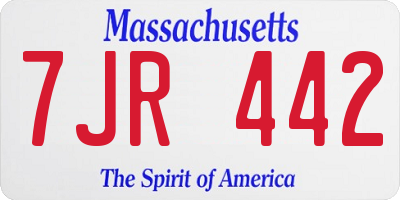 MA license plate 7JR442
