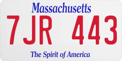 MA license plate 7JR443