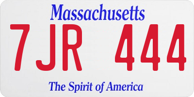 MA license plate 7JR444
