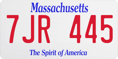 MA license plate 7JR445