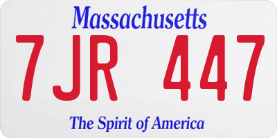 MA license plate 7JR447
