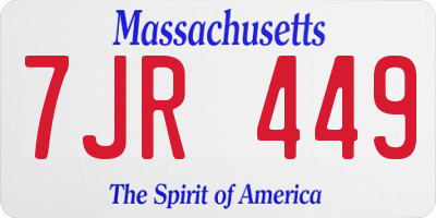 MA license plate 7JR449