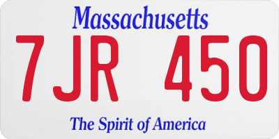 MA license plate 7JR450