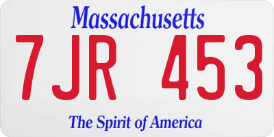 MA license plate 7JR453