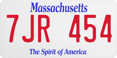 MA license plate 7JR454