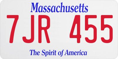 MA license plate 7JR455