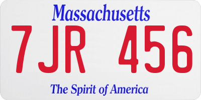 MA license plate 7JR456