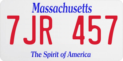 MA license plate 7JR457