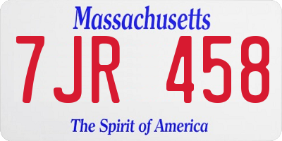 MA license plate 7JR458